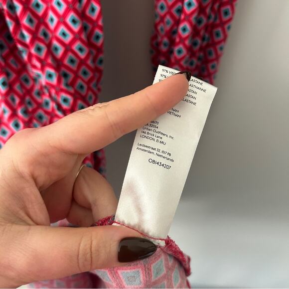 Free People It Takes Two Wrap Mini Dress Long Sleeve Geometric Print Size Large - Picture 6 of 11